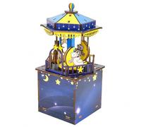 Gralara Wooden Puzzle Music Box Hand-Assembled DIY Wooden Puzzle Ornament Decorative Mechanical Model Kit for Play, Night Carousel Music Box