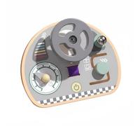 Gralara Wooden Steering Wheel Toy Child-Centered Influenced Car Dashboard Busy Board Hand-Eye Coordination Training Pushchair Steering Wheel Toy for Infants