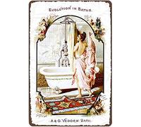 Graman Metal Tin Retro Sign Bath Vintage Advert Advertising BATHROOM ART PRINT Poster Wall Picture Home Decor Artwork Vintage Aluminum Sign for Home Coffee Wall Decor 8x12 Inch