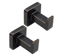 Gramigg 2 Pieces Metal Coat Hooks Rustproof Stainless Steel Mounting Hardware Bathroom Shelf Organizers for Home Decoration Square Bronze Cloakroom Storage Hooks