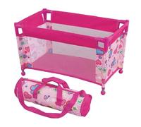 Gramigg Children Pretend Play Crib Bed for Kids with Iron Frame Heart Print Role Play Accessories Crib