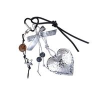 Gramigg Fahsionable Silver Love Heart Leather Resin Bowknot Pendant Enhances Your Fashion Statement With Elegant Designs