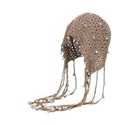 Gramigg Girls Hat Handwoven With Pearls Tassels For Vacations Photo Props Folk Headpiece Handmade Headgear