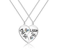 Gramigg Good Friend Big Sister Little Sisters Necklaces Stainless Steel Matching Lettering Necklace Half Heart Pendant Necklace Love Necklaces For Women Sisters