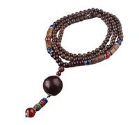 Gramigg Handmade Wood Bead Neck Chain Wood Beads Necklace Delicate Long Sweater Chain Unisex