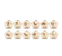 Gramigg Handmade Wooden Dodecahedron Dices Featues Celestials Constellations Pattern For Game And Learning Engraved Zodiacs Symbols Dices