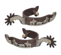 Gramigg Horse Boot Spur Hand Carved Decoration With Gear Western Boy Horse Spur Mild Steel Boot Enduring Western Cowboy For Riding