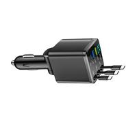 Gramigg M14 3 Port Car Charges Retractable Cable 70cm Fast Charging 180 Degree Rotatable Head Small Defense For Auto Twist Without Retractable Car Charges