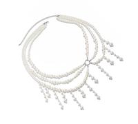 Gramigg Multi Layer Pearls Fringe Waist Chain Adjustable Length Body Chain For Women Elegant Party Jewelry Accessory Multi Strand Imitation Pearls Body Jewelry