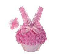Gramigg Newborns Photo Costume Lace Dress & Headdress Breathable Polyester Quick-Change Design Newborns Portrait Lace Romper And Headwear