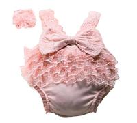 Gramigg Newborns Photo Costume Lace Dress & Headdress Breathable Polyester Quick-Change Design Newborns Portrait Lace Romper And Headwear