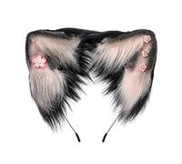 Gramigg Punk Ears Shape Headband With Flower Decors Hair Hoop Adult Cosplay Live Broadcast Easter Party Headpiece