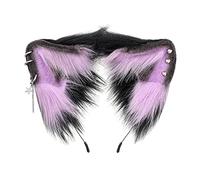 Gramigg Punk Ears Shape Headband With Flower Decors Hair Hoop Adult Cosplay Live Broadcast Easter Party Headpiece