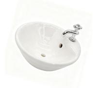 Gramigg Realistic Miniature Bathroom Sink White Ceramic Construction 1:12 Dollhouses Decorations Furniture for Adults Collector Dollhouses Bathroom Basin