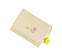Gramigg Simple Short Purse Card Holder Trifold Wallet PU Leather Coin Purse Floral Print Wallet Lovely Change for Daily Pu Leather Change Floral Print Simple with Card Holder