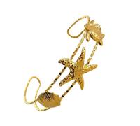 Gramigg Stylish Open Ended Beachy Starfishes Shell Sun Stainless Steel Adjustable Wristband For Everyday Wear Adjustable Openable Bangle For Women