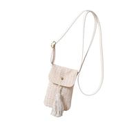 Gramigg Stylish Women Single Shoulder Phone Pouches Solid Color Woven Straw Phone Bag With Tassels Small Crossbody Purse Wallet Women's Beach Purse