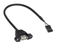 Gramigg USB2.0 Female To 4Pin Female Panel Mount Adapter Short Cable For Data Transfer And Charging Extension