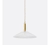 Gramma Ribbed Glass/Brass Hanging Lamp Ø24.5cm Transparent