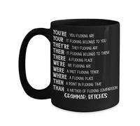 Grammar es Mug Funny Expletive Rude Offensive Profanity Adult Humor Idea for Coworker Friends Inappropriate 11 or 15oz Black Ceramic Coffee Tea C