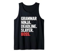 Grammar Ninja Deadline Slayer Boss Editor Writer Tank Top