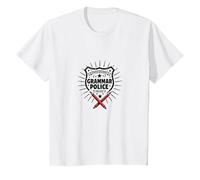 Grammar Police: Protect and Correct Language Enthusiasts T-Shirt, Kids, White, 3 Years