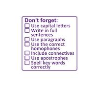 Grammar & Punctuation Marking Checklist Stamp Self-inking Teacher Stamp 5x5cm (Violet)
