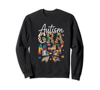 Grammy Autism Awareness Retro Leopard Bow Puzzle Graphic Sweatshirt