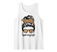 Grammy Life Messy Bun Hair Funny Leopard Grammy Tank Top