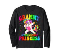 Grammy of The Birthday Princess Girl Dabbing Unicorn Mom Long Sleeve T-Shirt