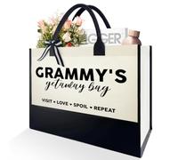 Grammy Tote Bag Gifts, Grandma Mothers Day Gifts from Granddaughter Grandson Children, Christmas Birthday Gift for Grandmother Gigi Nana Mimi, Retirement Gifts for Grandma, Grammy's Getaway Bag, Black