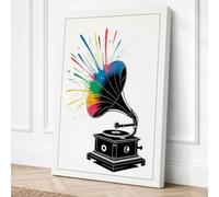 Gramophone Dreams Retro Canvas Wall Art Print 24x16 Inch