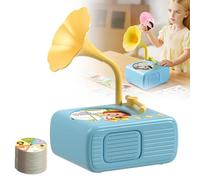 Gramophone for Children, Toddler Record Player with 96 Discs & 8 Recording Cards, Educational Music Learning Story Machine for Play Family Time Bedtime blue