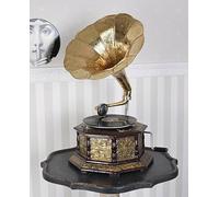 Gramophone Player Original/Working Gramophone Record Player 8gp - Wood, Brass - 78 RPM Record Support - Manual (Spring-driven) - Disc - Corded Electric - Antique Style - Ideal for Home Decor