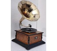 Gramophone Player Original Working Old Replica Gramophone Player with 1 Demo Record and 5 Needles Yellow Carved