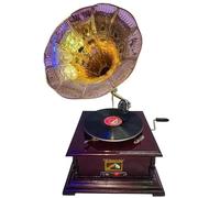 Gramophone with Bluetooth, FM, USB, Memory Card, 78 RPM Record Player - Multi-Functional Retro Music Player & Elegant Home/Office Decor