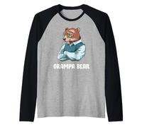 Grampa and Grandchild Bear Hug Grandpa Love Raglan Baseball Tee