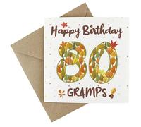 Gramps 80th Birthday Card - Autumn Leaves Wildflower Seed Card - Eco-Friendly Plantable Greetings Card for Gramps