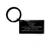 Grampy Keychain Always Forever Love Engraved Gift for Birthday Christmas Holidays, Black, S