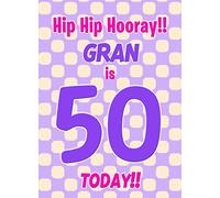 Gran 50th Birthday Card (Purple Spots) - Gift Idea Greeting Blank Inside Envelope Included UK