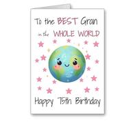 gran 75 75th Birthday Card best gran in the whole world A5 size cute