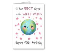 gran 90 90th Birthday Card best GRAN in the whole world A5 size cute
