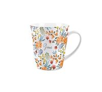 Gran Gift Mug - Orange Flowers Design Small Latte Mug - Ceramic White Tea/Coffee Present Gift
