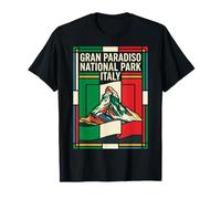 Gran Paradiso National Park Italy Flag Alpine Mountain Vinta T-Shirt