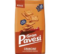 Gran Pavesi Cracker Le Crancine Flavour Sweet Pepper, Baked, Savoury and Crispy Snack, Palm Oil Free, Pack of 6, Single Servings, 30 g