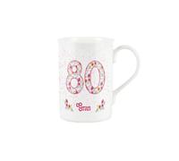 Gran Pink Floral Ages Mug - 80th Birthday Gifts Bone China Coffee/Tea Mug