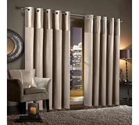 Gran Reno Crushed Velvet Curtains PAIR Faux Silk Fully Lined Eyelet Ring Top Curtains (Mink, 66" Width x 72" Drop)