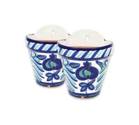 Granada Hand Painted White Set of 2 Outdoor Garden Hanging Plant Pots (D) 22cm Verano Spanish Ceramics White One Size