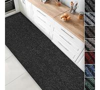 Granada Kitchen Runner, Floor Mat for Kitchen and Hallway, Modern Non-slip Carpet Runner Rug Mat with Ribbed Structure, Absorbent Pile (Anthracite, 80 x 150 cm)