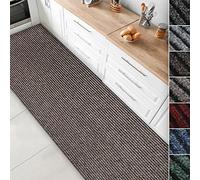 Granada Kitchen Runner, Floor Mat for Kitchen and Hallway, Modern Non-slip Carpet Runner Rug Mat with Ribbed Structure, Absorbent Pile (Beige, 80 x 450 cm)